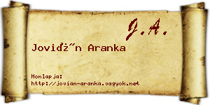 Jovián Aranka névjegykártya